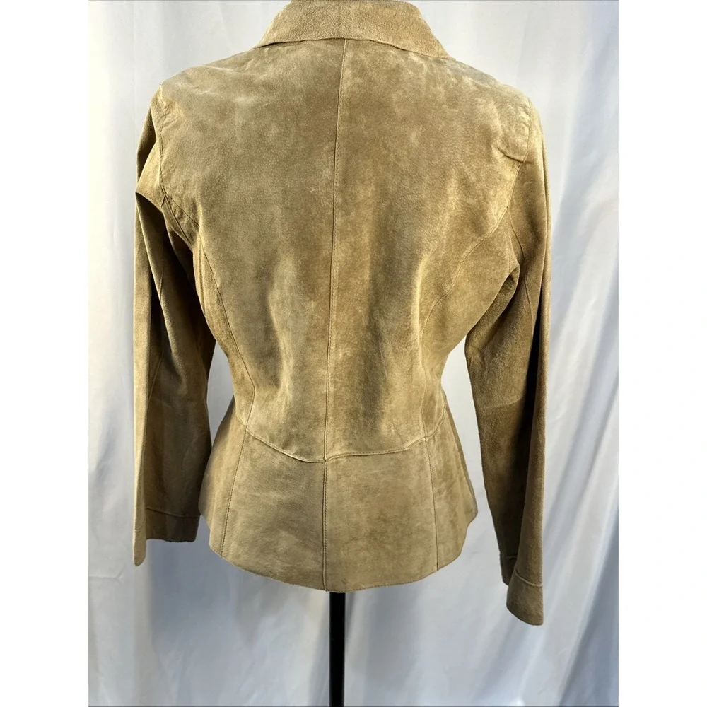 VTG Brandon Thomas Luxury Women's 100% Leather Jacket Suede Sz‎ M BTan Button up